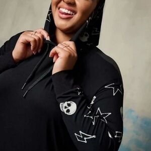 Torrid Black Hoodie with Skull and Star Accents